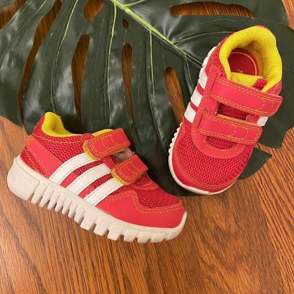 Adidas Hot Pink & Neon Yellow Adidas Sneakers Size 4 Toddler